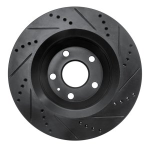 Audi TTS Quattro Brake Rotor (1) - Rear Left - R1 Concepts - Drilled & Slotted - Black - `08-`15